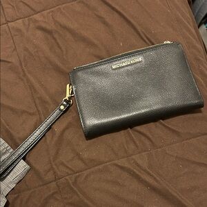Michael Kors Black Leather Wristlet